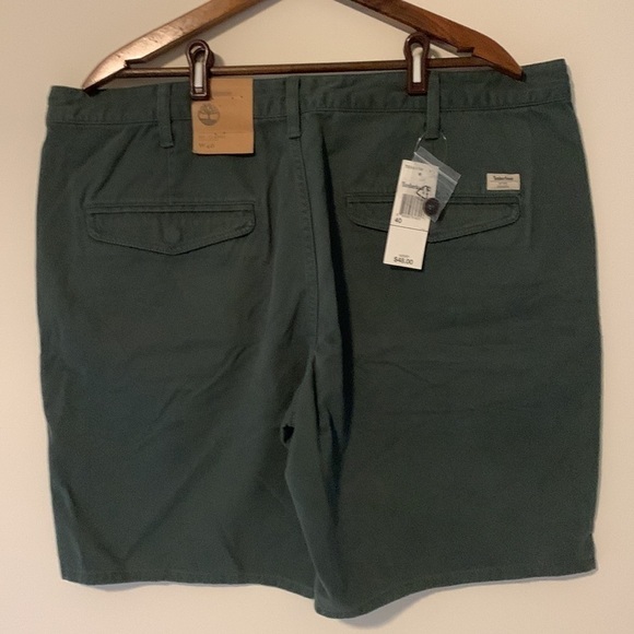 Brand New Men’s Timberland Flat Front Classic Fit Dark Green Shorts Size 40 - Picture 3 of 8